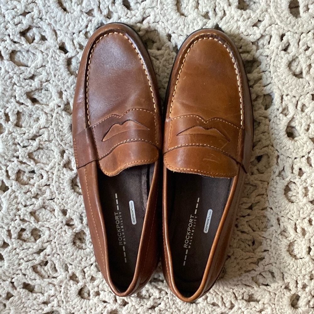 Rockport Brown Leather Penny Loafers Slip-On EXCELLENT condition